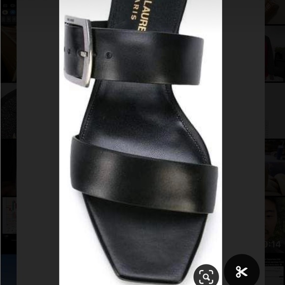 Saint Laurent Jodie Flat Leather Slide Sandals - Picture 2 of 8